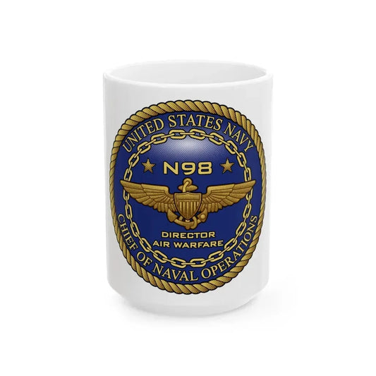 CNO Chief of Naval Operations N98 Dir Air Warfa (U.S. Navy) White Coffee Mug 15oz - Go Mug Yourself