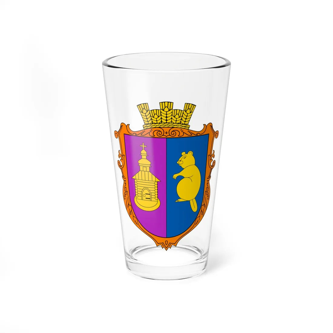COA Bobryk Kyivska Ukraine UHT (Ukraine) (Coat of Arms) Pint Glass 16oz 16oz - Go Mug Yourself