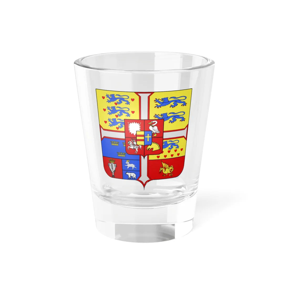COA dk Kings of Danemark 1819-1903 (Denmark) (Coat of Arms) Shot Glass 1.5oz 1.5oz - Go Mug Yourself
