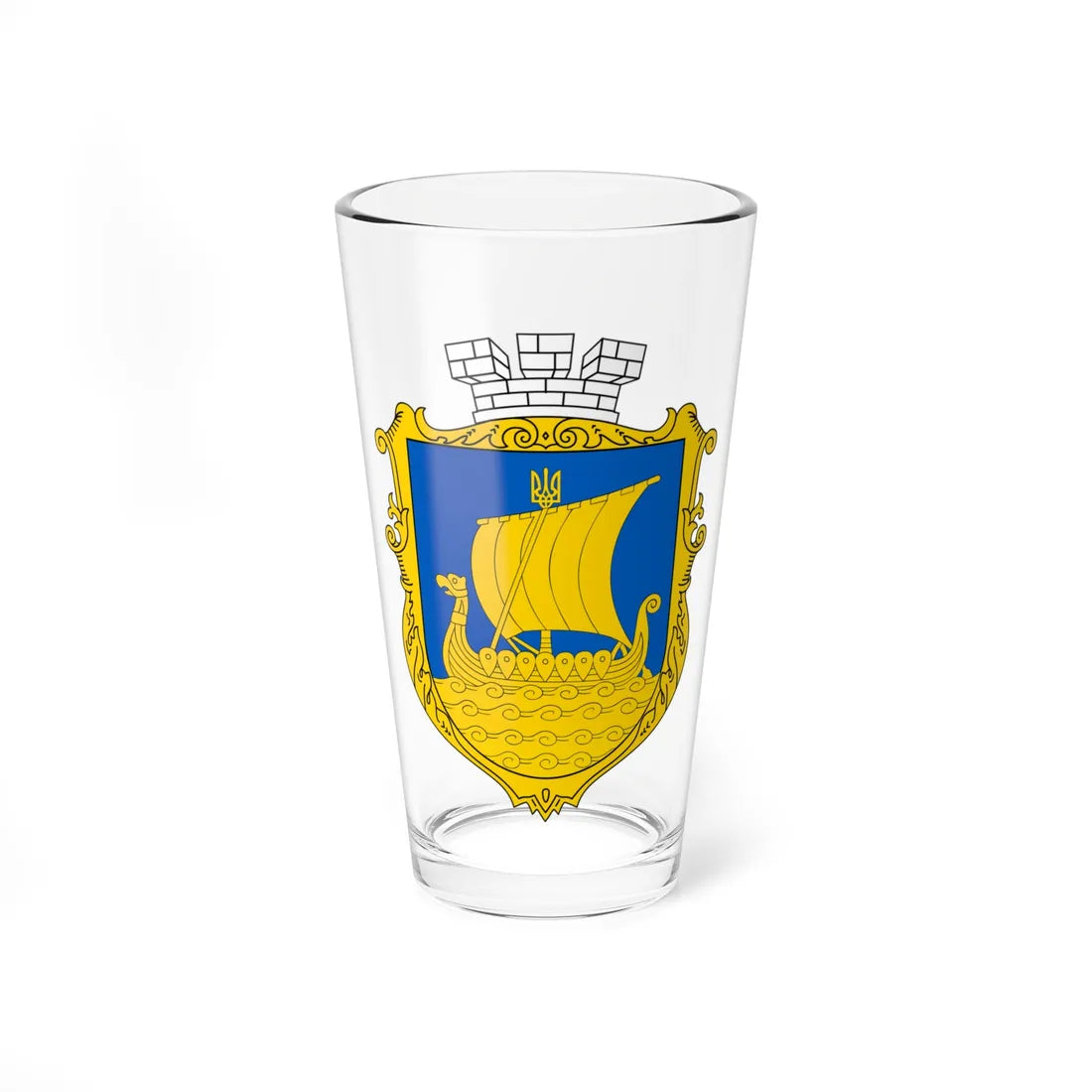 COA Dniprovskyi Kyiv Ukraine UHT (Ukraine) (Coat of Arms) Pint Glass 16oz 16oz - Go Mug Yourself