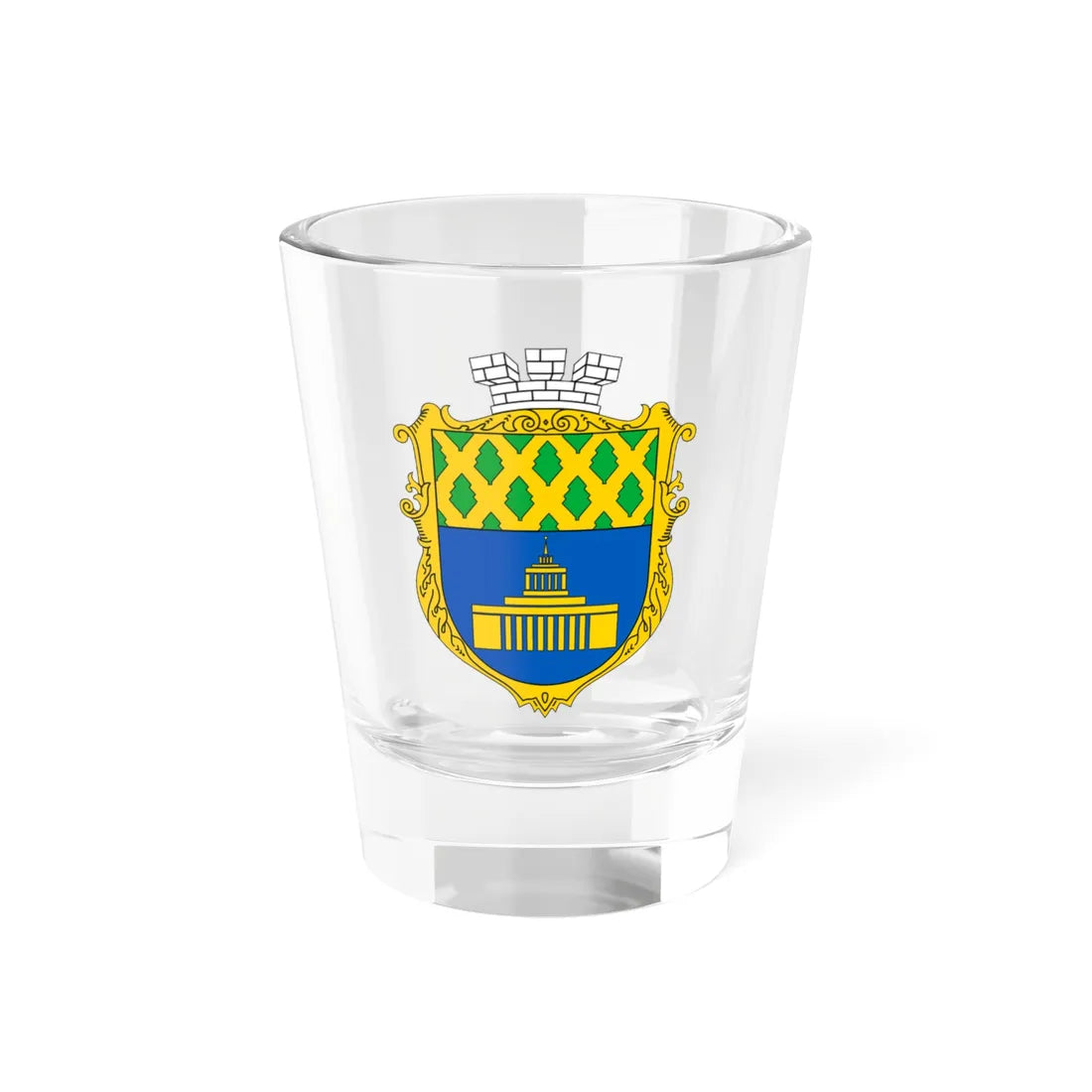COA of Holosiiv Raion UHT (Ukraine) (Coat of Arms) Shot Glass 1.5oz 1.5oz - Go Mug Yourself