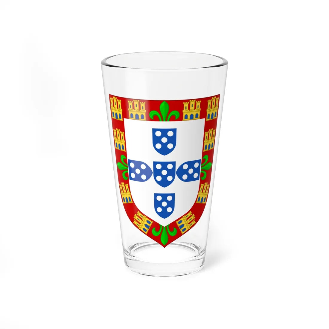 CoA of Portugal 1385-1485 uncrowned shield (Portugal) (Coat of Arms) Pint Glass 16oz 16oz - Go Mug Yourself