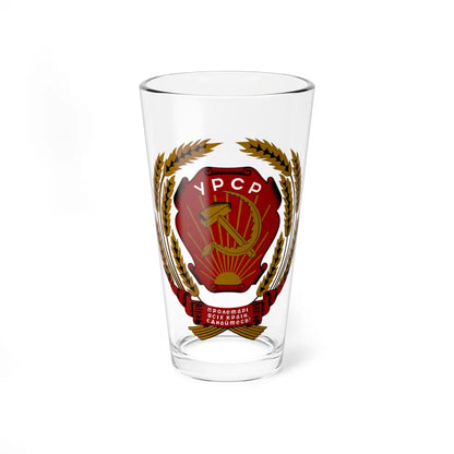 COA of the Ukrainian SSR 1937-1949 (Soviet Union) (Coat of Arms) Pint Glass 16oz 16oz - Go Mug Yourself