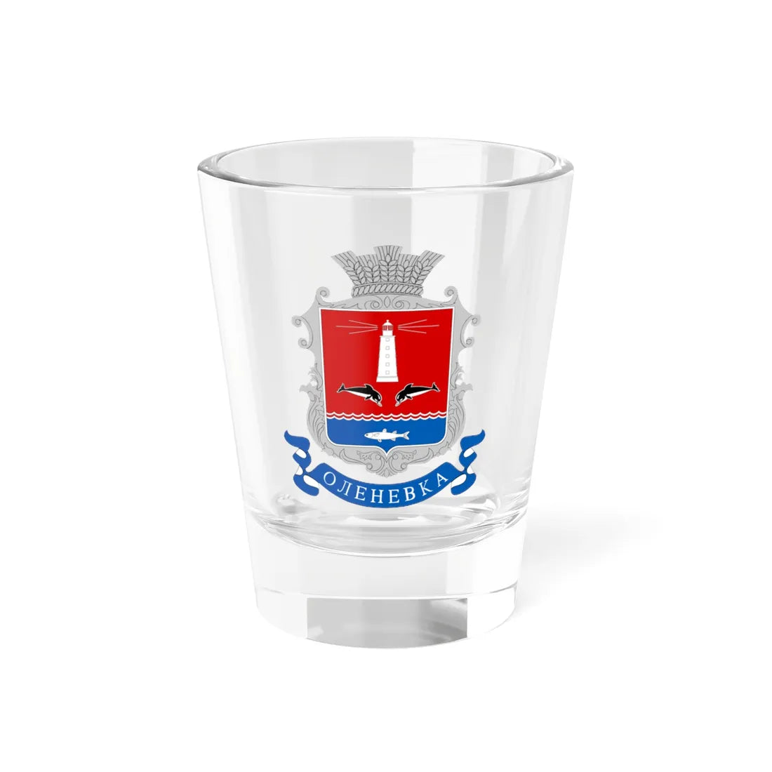 COA Olenivka Chornomorskyi Crimea (Ukraine) (Coat of Arms) Shot Glass 1.5oz 1.5oz - Go Mug Yourself