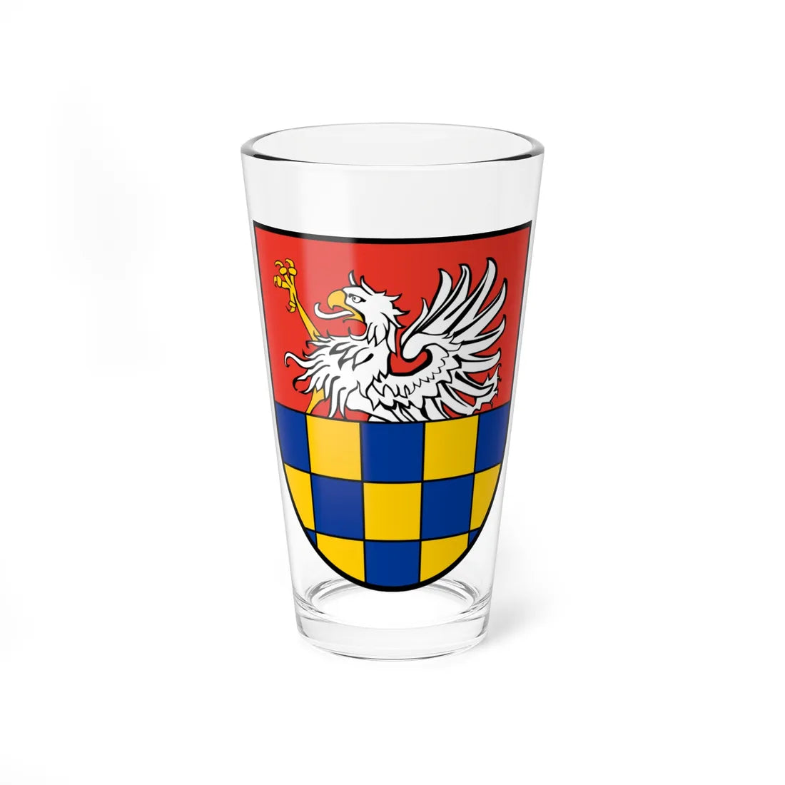COA Pomerania Wolgast checkerd Iberian style shield white 1 (Poland) (Coat of Arms) Pint Glass 16oz 16oz - Go Mug Yourself