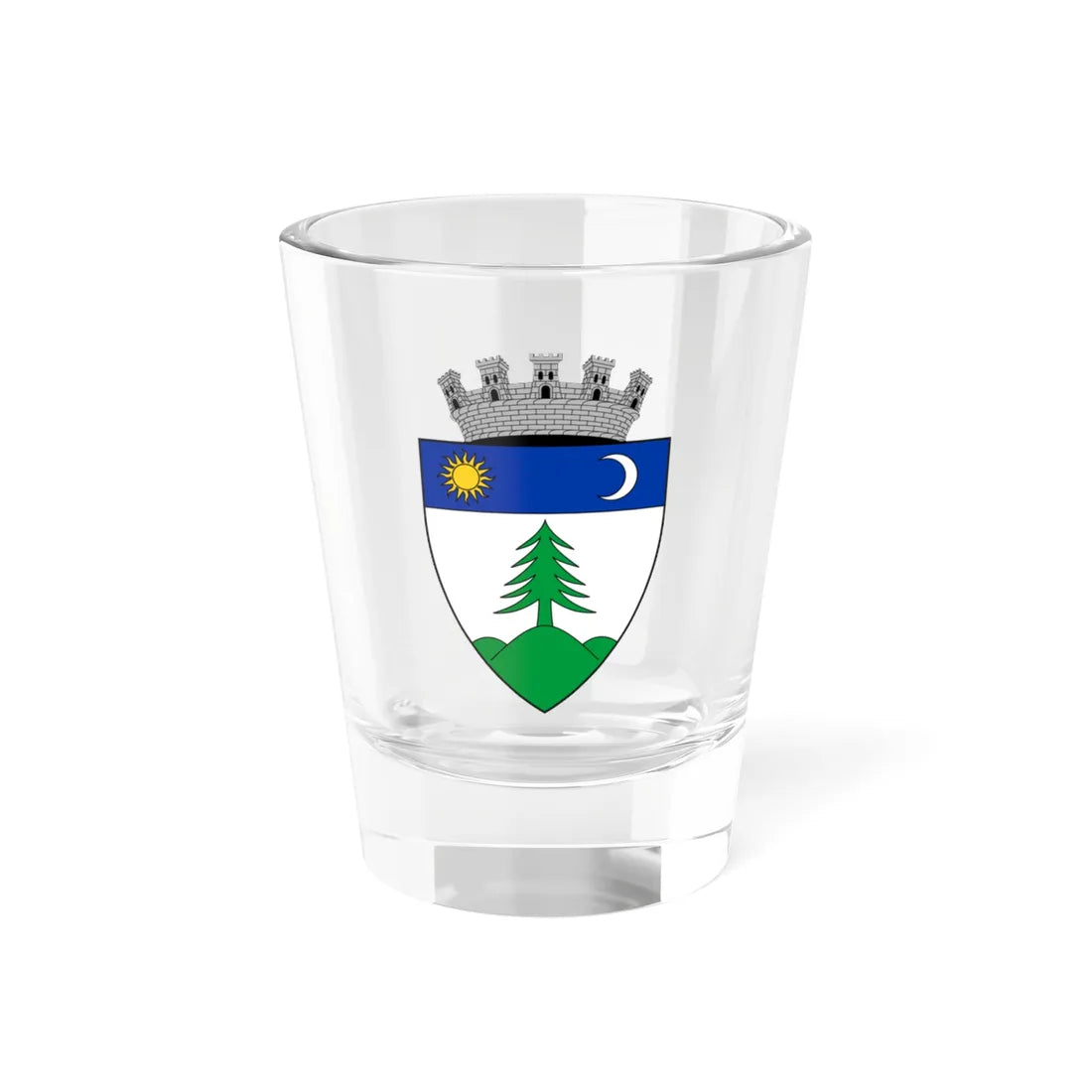Coa Romania Town Gyergyószentmiklós 4 (Oman) (Coat of Arms) Shot Glass 1.5oz 1.5oz - Go Mug Yourself