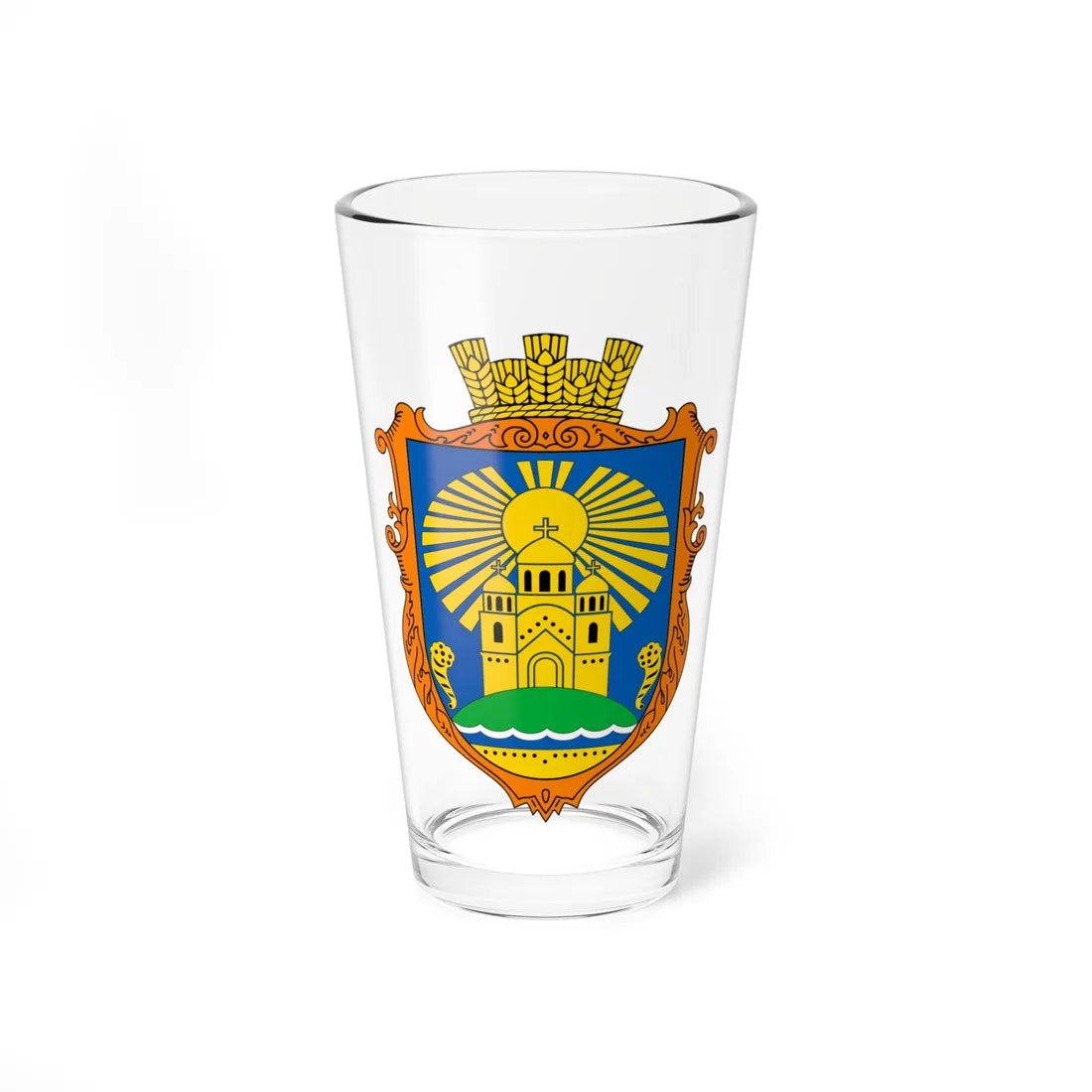 COA Sophiivska Borshchahivka Kyivska Ukraine UHT (Ukraine) (Coat of Arms) Pint Glass 16oz 16oz - Go Mug Yourself