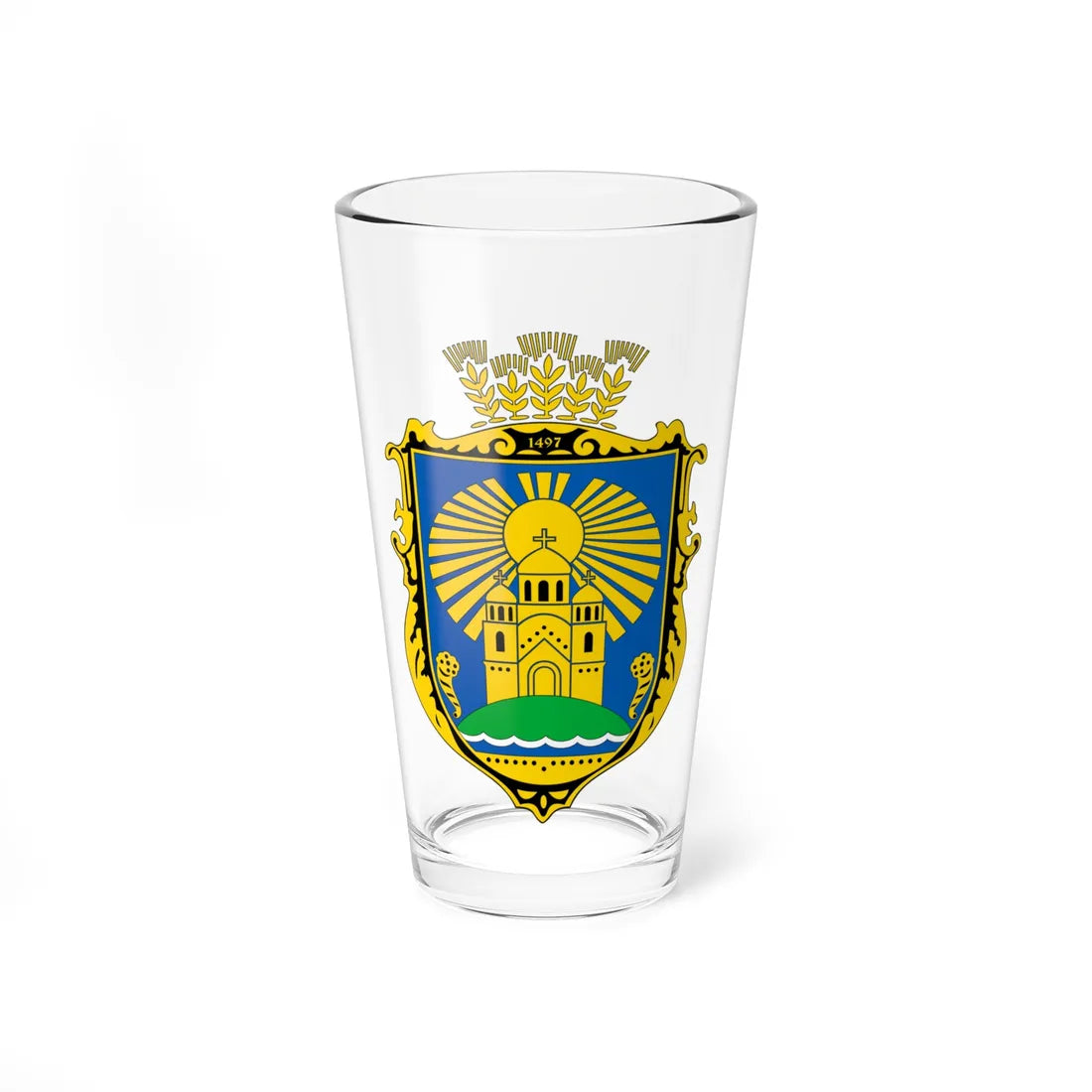 COA Sophiivska Borshchahivka Kyivska Ukraine (Ukraine) (Coat of Arms) Pint Glass 16oz 16oz - Go Mug Yourself