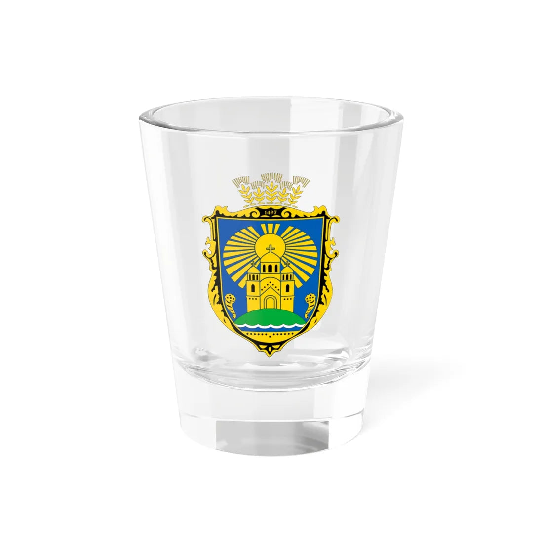 COA Sophiivska Borshchahivka Kyivska Ukraine (Ukraine) (Coat of Arms) Shot Glass 1.5oz 1.5oz - Go Mug Yourself