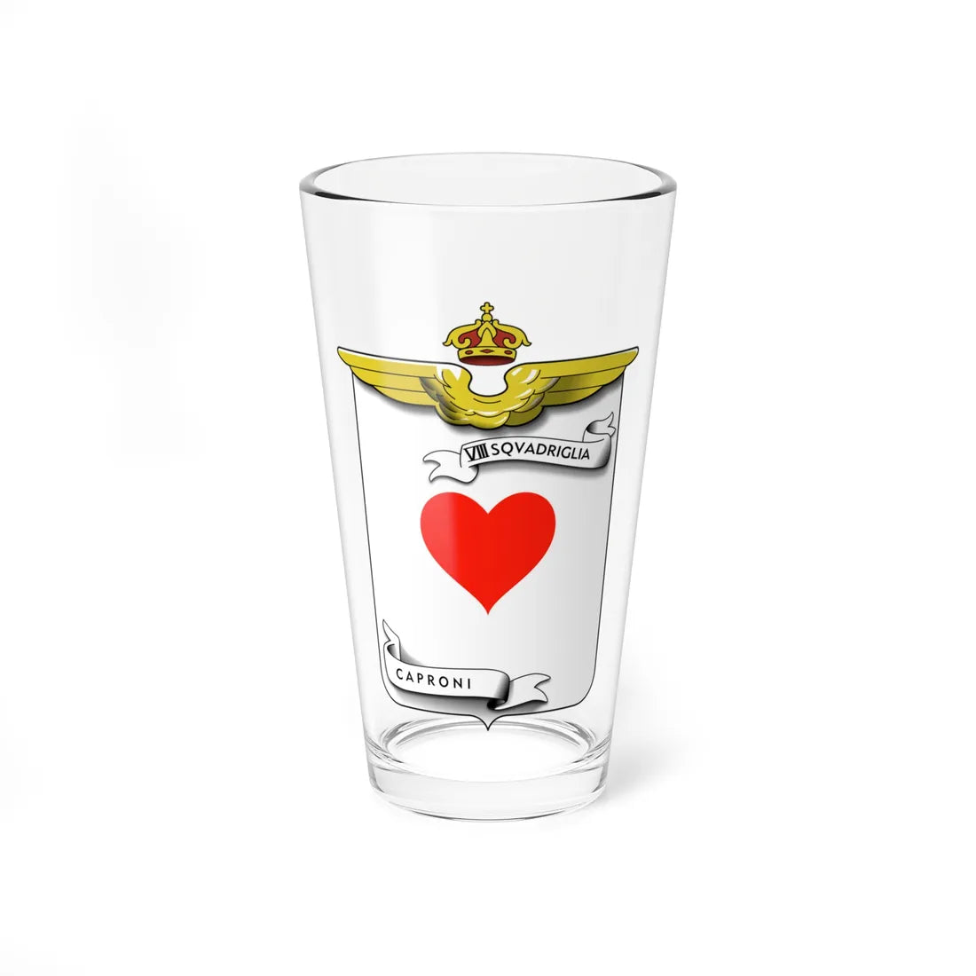 CoA VIII Squadriglia Caproni - heart (Italy) (Coat of Arms) Pint Glass 16oz 16oz - Go Mug Yourself
