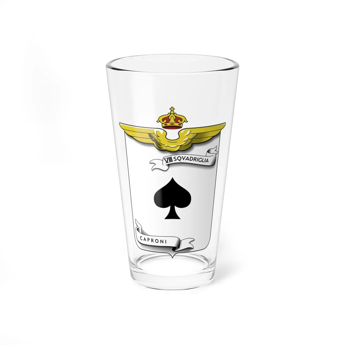 CoA VIII Squadriglia Caproni - spade (Italy) (Coat of Arms) Pint Glass 16oz 16oz - Go Mug Yourself