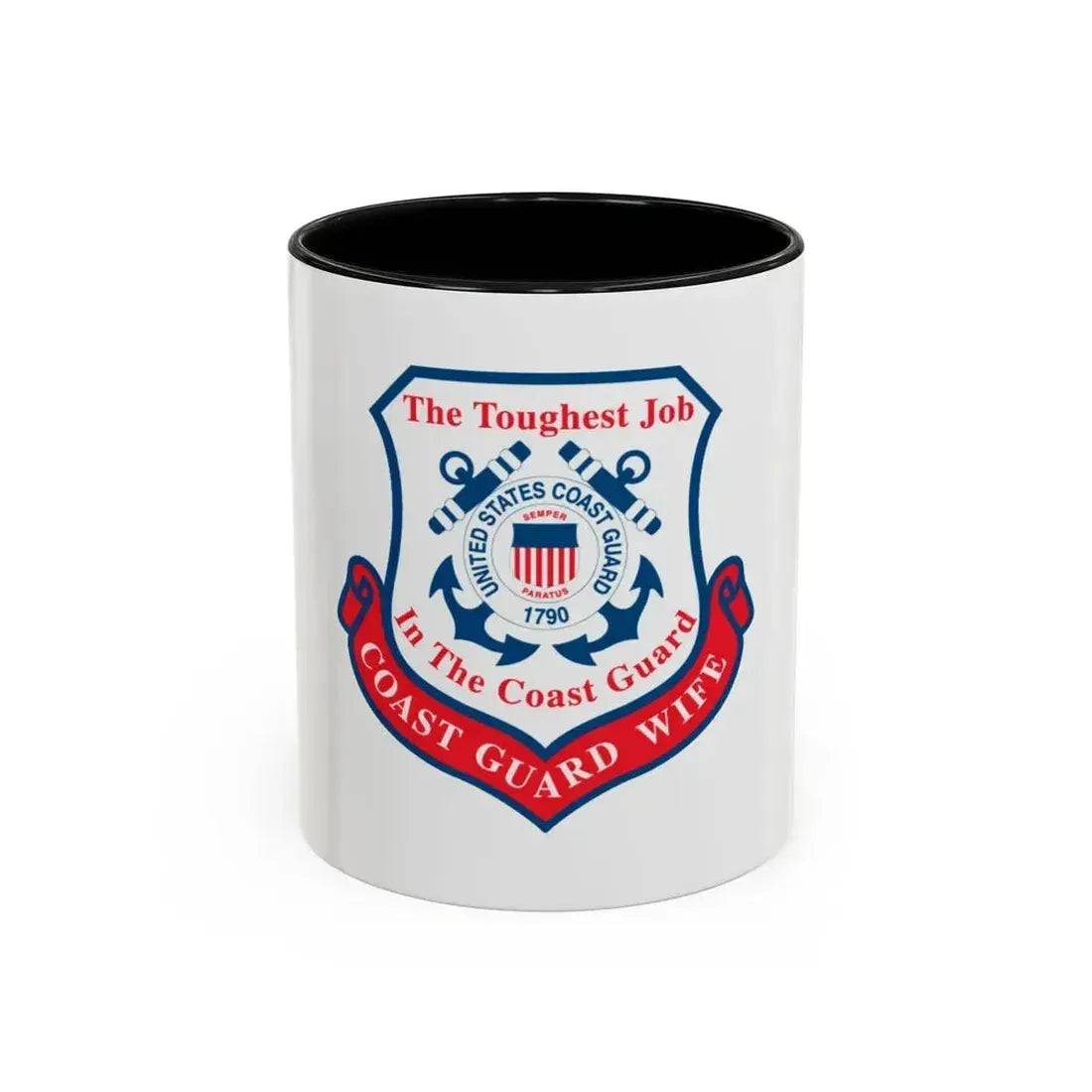 Coast Guard Wife (U.S. Coast Guard) Accent Coffee Mug 11oz Black - Go Mug Yourself