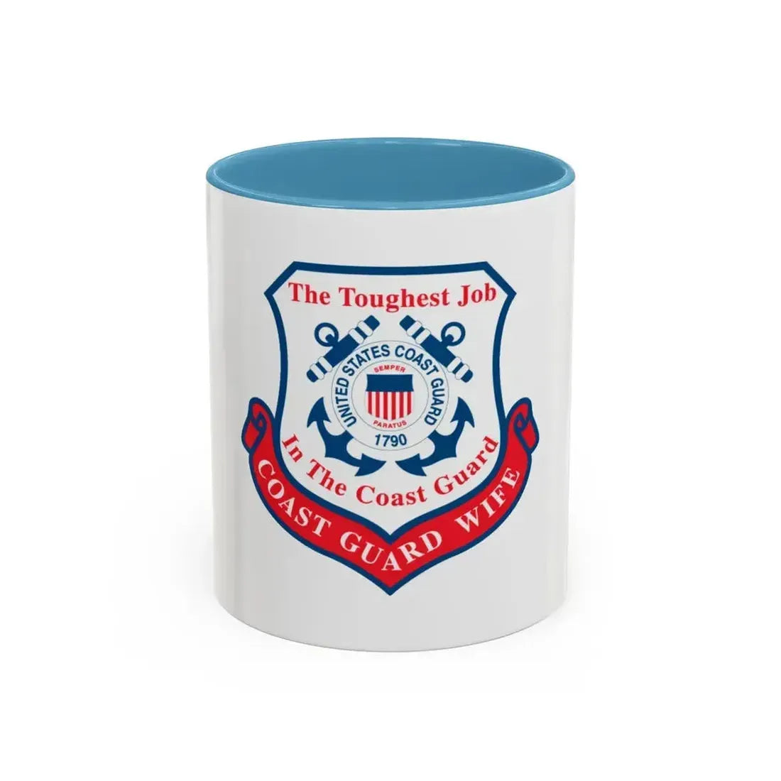 Coast Guard Wife (U.S. Coast Guard) Accent Coffee Mug 11oz Light Blue - Go Mug Yourself