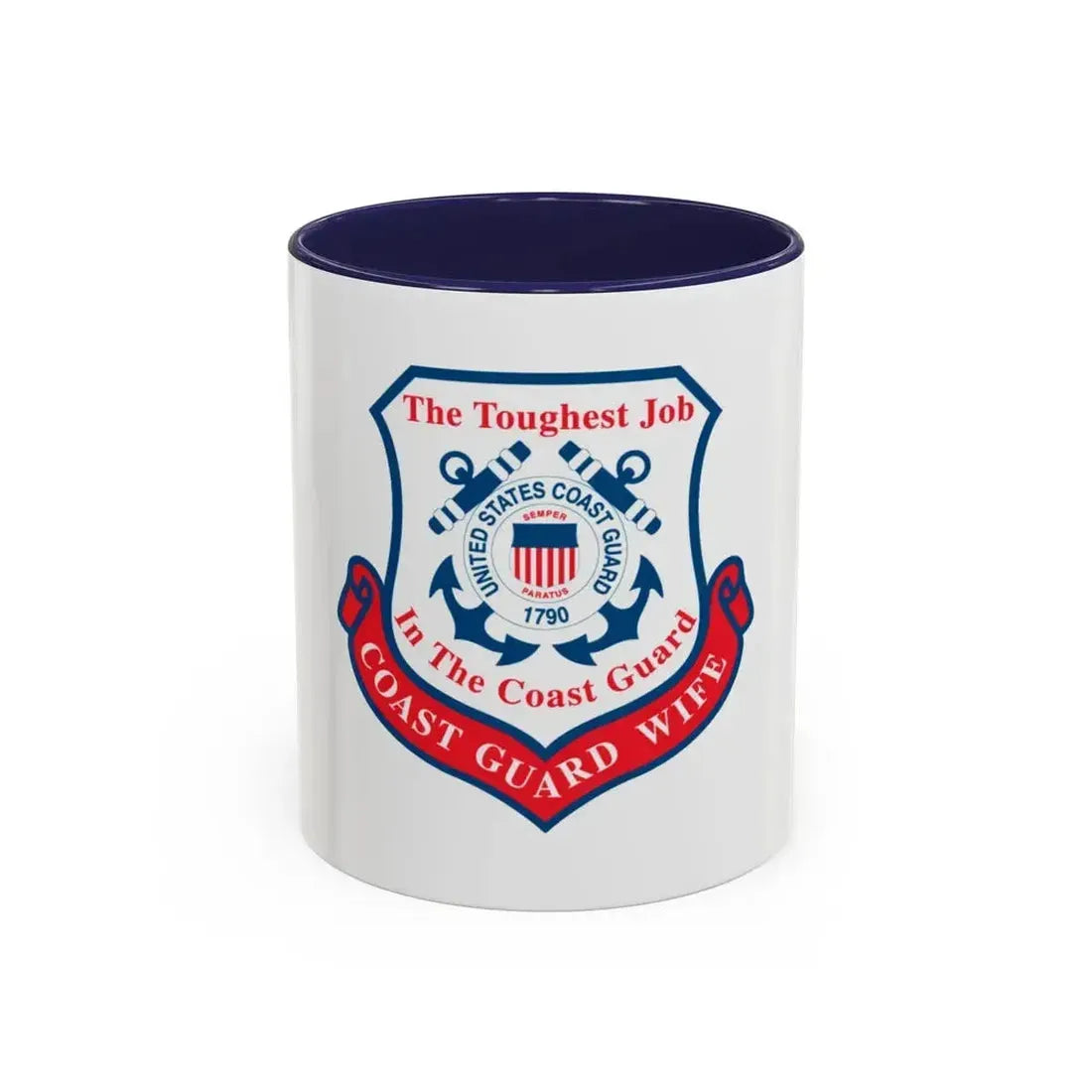 Coast Guard Wife (U.S. Coast Guard) Accent Coffee Mug 11oz Navy - Go Mug Yourself