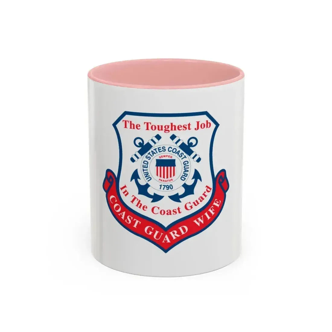 Coast Guard Wife (U.S. Coast Guard) Accent Coffee Mug 11oz Pink - Go Mug Yourself