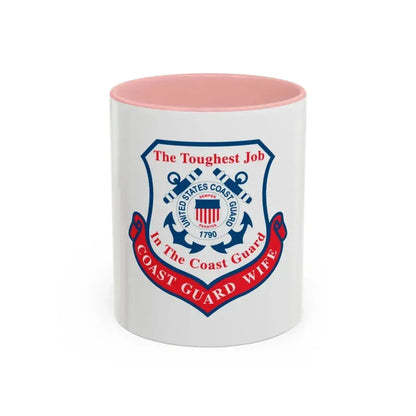 Coast Guard Wife (U.S. Coast Guard) Accent Coffee Mug 11oz Pink - Go Mug Yourself