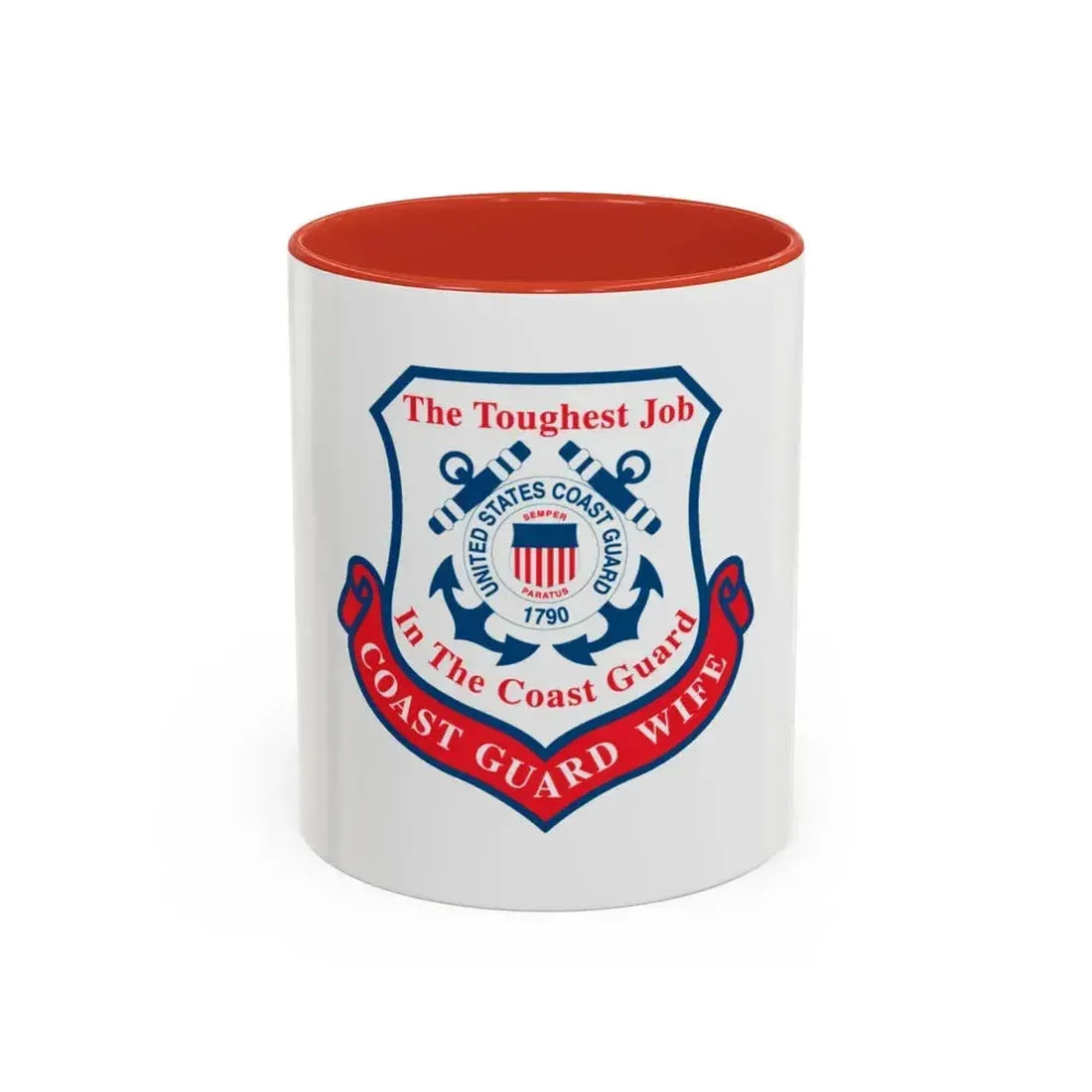 Coast Guard Wife (U.S. Coast Guard) Accent Coffee Mug 11oz Red - Go Mug Yourself