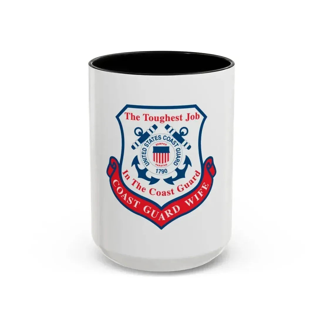 Coast Guard Wife (U.S. Coast Guard) Accent Coffee Mug 15oz Black - Go Mug Yourself