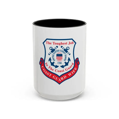 Coast Guard Wife (U.S. Coast Guard) Accent Coffee Mug 15oz Black - Go Mug Yourself