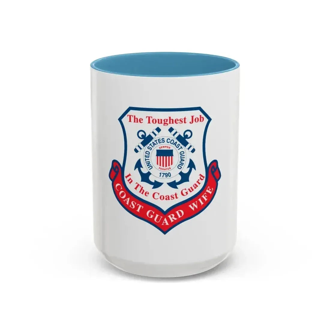 Coast Guard Wife (U.S. Coast Guard) Accent Coffee Mug 15oz Light Blue - Go Mug Yourself
