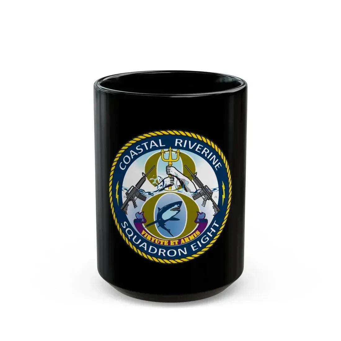 Coastal Riverine Squadron 8 (U.S. Navy) Black Coffee Mug 15oz - Go Mug Yourself