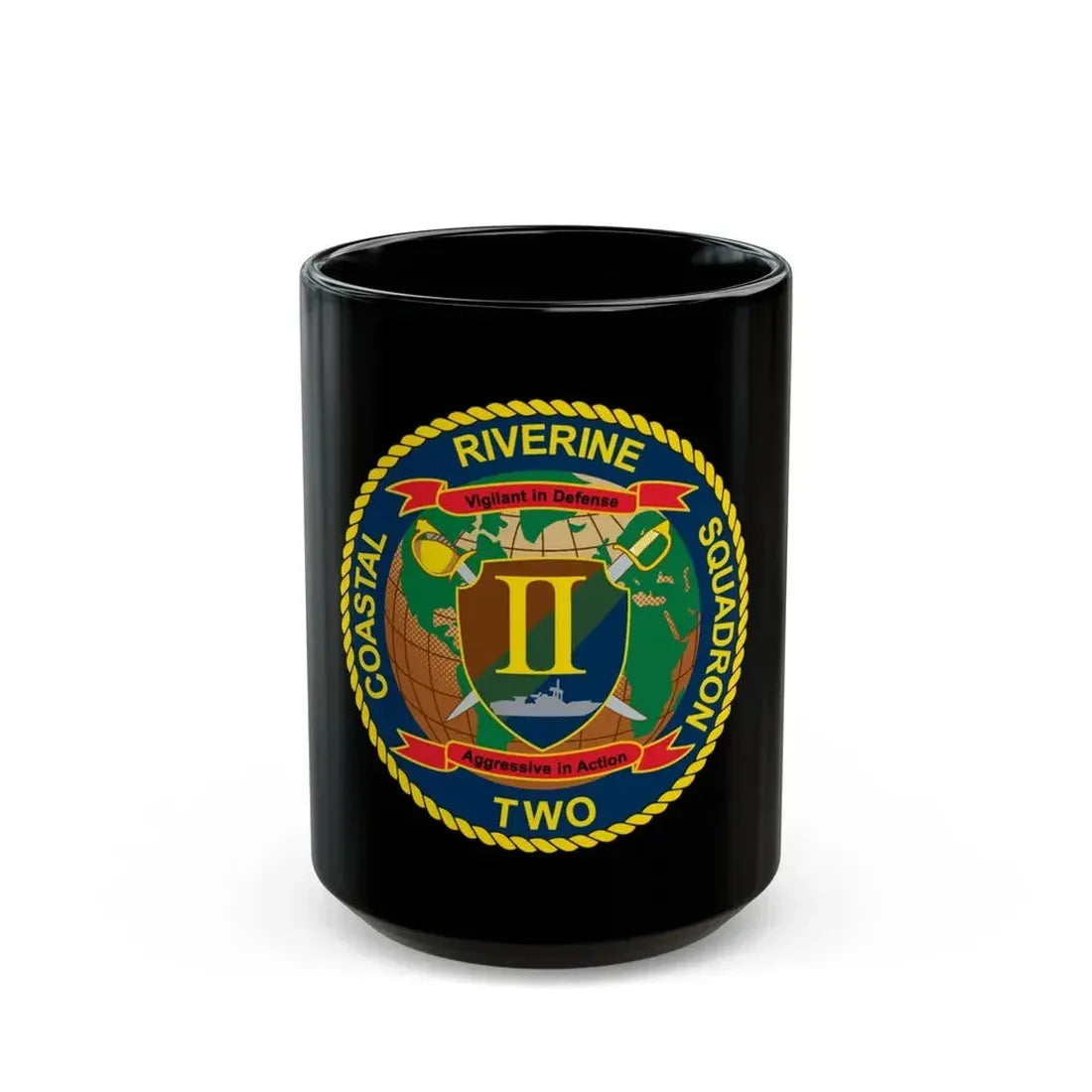 Coastal Riverine Squadron Two (U.S. Navy) Black Coffee Mug 15oz - Go Mug Yourself