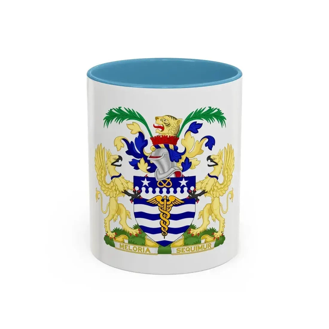 Coat of Arms Brisbane Australia - Accent Coffee Mug 11oz Light Blue - Go Mug Yourself