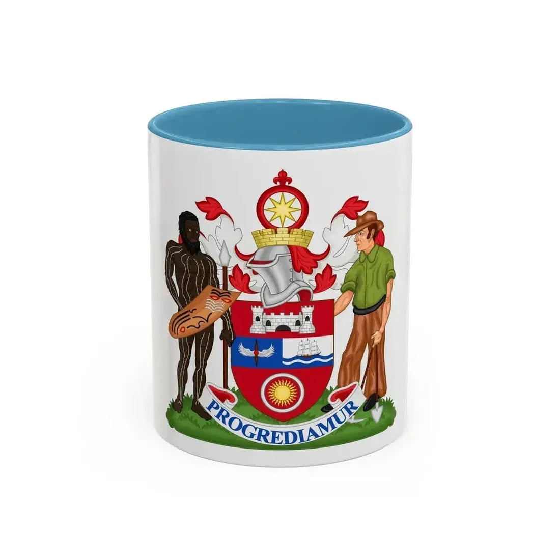 Coat of Arms Darwin Australia - Accent Coffee Mug 11oz Light Blue - Go Mug Yourself