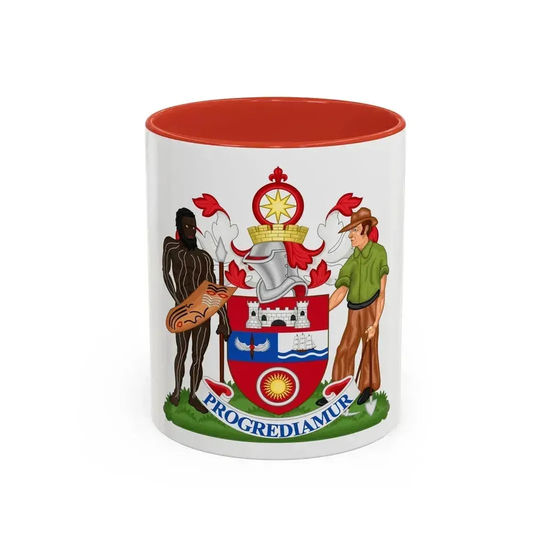 Coat of Arms Darwin Australia - Accent Coffee Mug 11oz Red - Go Mug Yourself