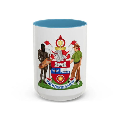 Coat of Arms Darwin Australia - Accent Coffee Mug 15oz Light Blue - Go Mug Yourself
