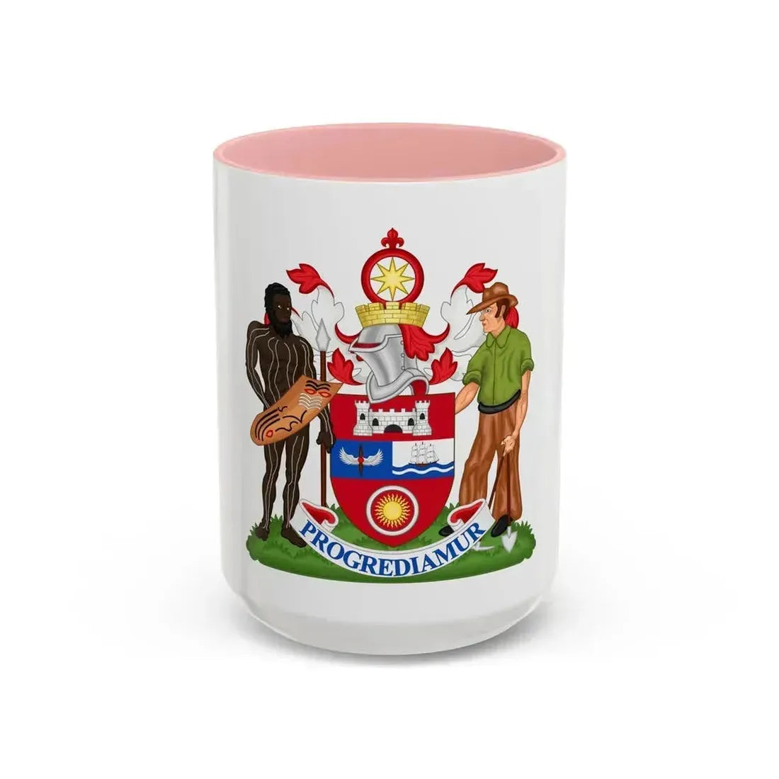 Coat of Arms Darwin Australia - Accent Coffee Mug 15oz Pink - Go Mug Yourself