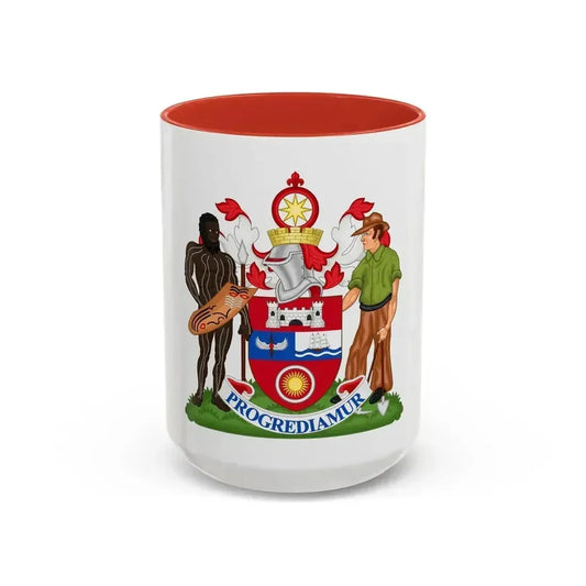 Coat of Arms Darwin Australia - Accent Coffee Mug 15oz Red - Go Mug Yourself