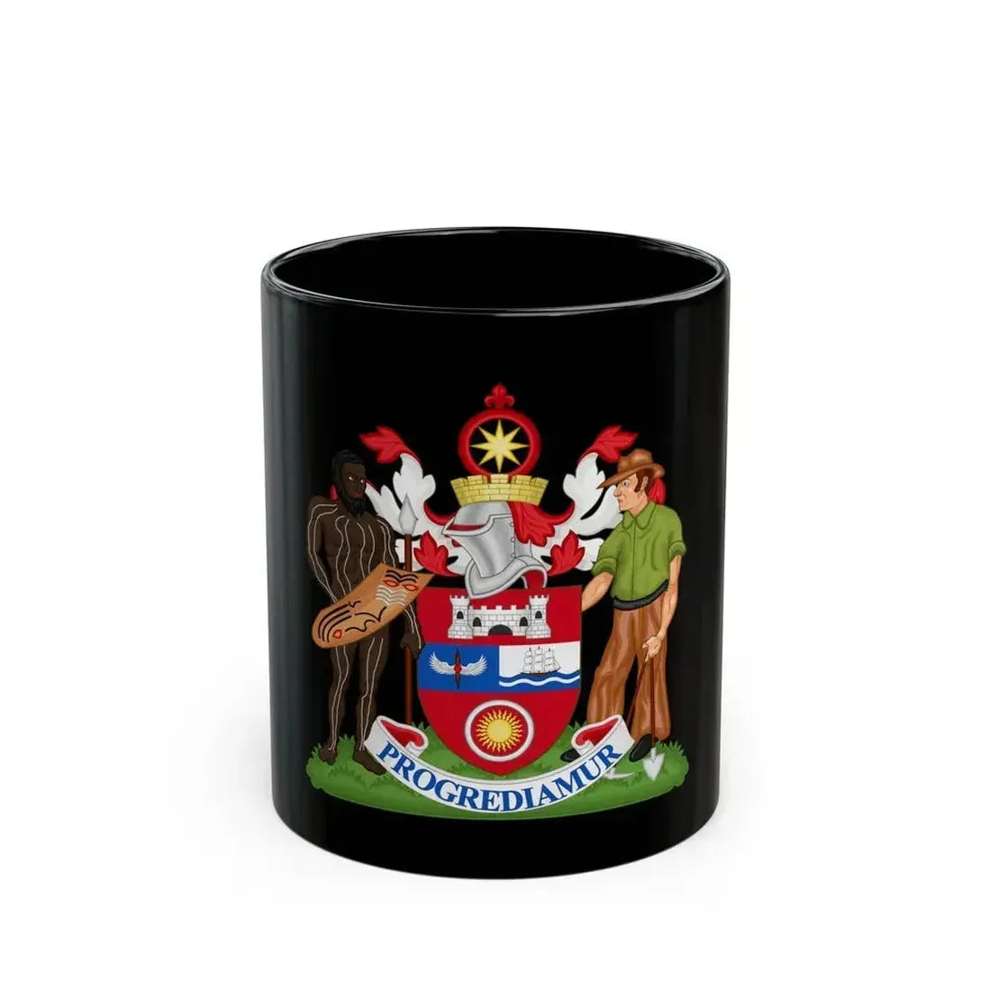Coat of Arms Darwin Australia - Black Coffee Mug 11oz - Go Mug Yourself