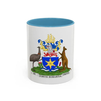 Coat of Arms Hobart Australia - Accent Coffee Mug 11oz Light Blue - Go Mug Yourself