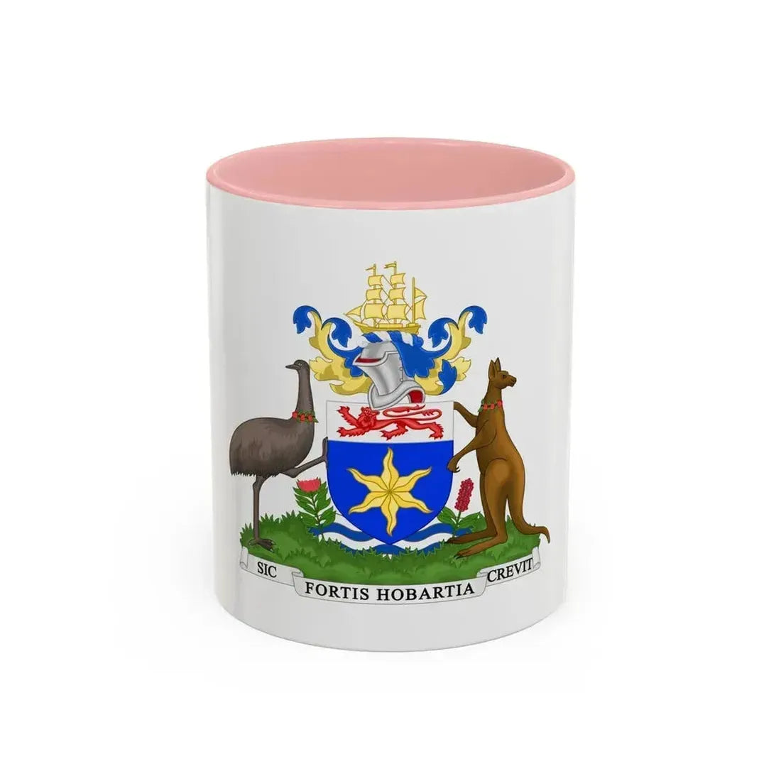 Coat of Arms Hobart Australia - Accent Coffee Mug 11oz Pink - Go Mug Yourself