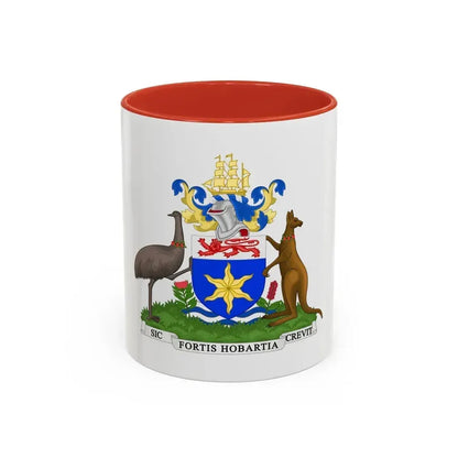 Coat of Arms Hobart Australia - Accent Coffee Mug 11oz Red - Go Mug Yourself