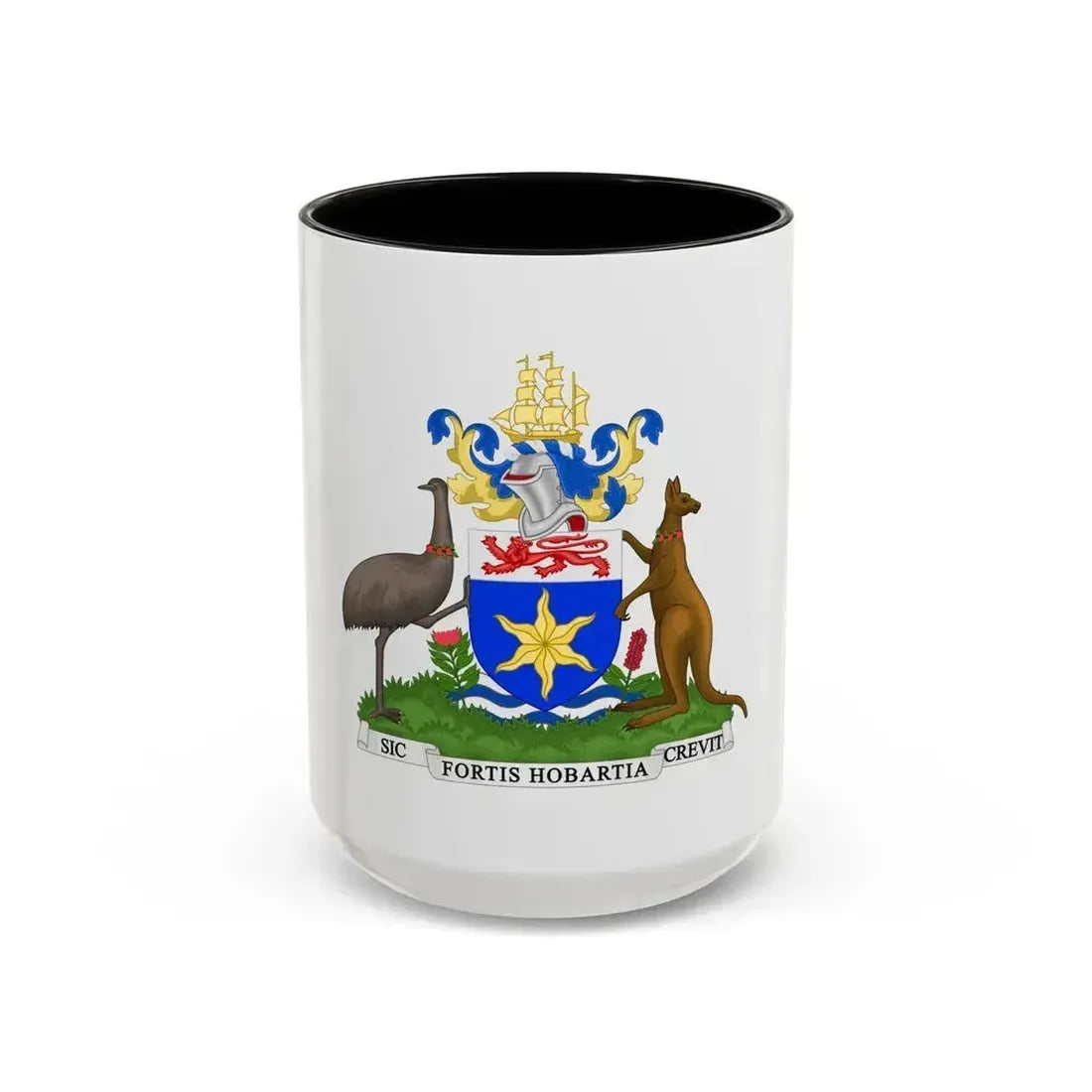Coat of Arms Hobart Australia - Accent Coffee Mug 15oz Black - Go Mug Yourself