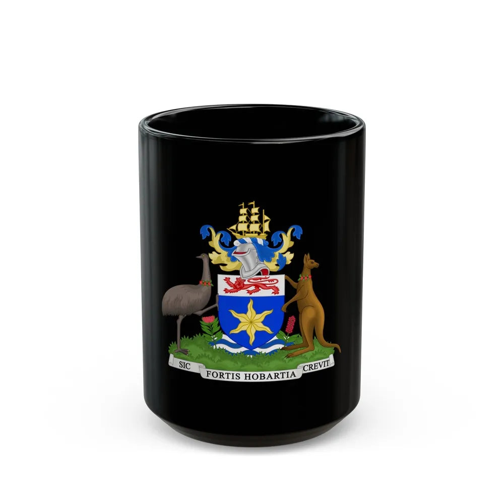 Coat of Arms Hobart Australia - Black Coffee Mug-15oz-Go Mug Yourself