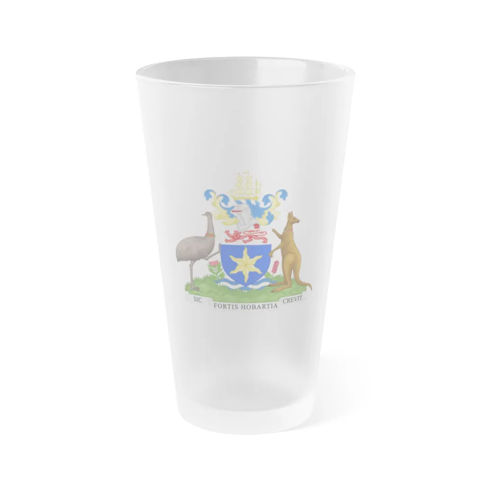 Coat of Arms Hobart Australia - Frosted Pint Glass 16oz-Go Mug Yourself