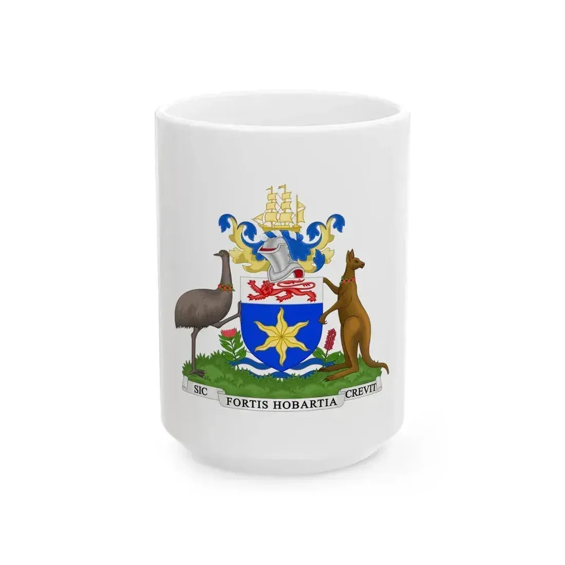 Coat of Arms Hobart Australia - White Coffee Mug 15oz - Go Mug Yourself