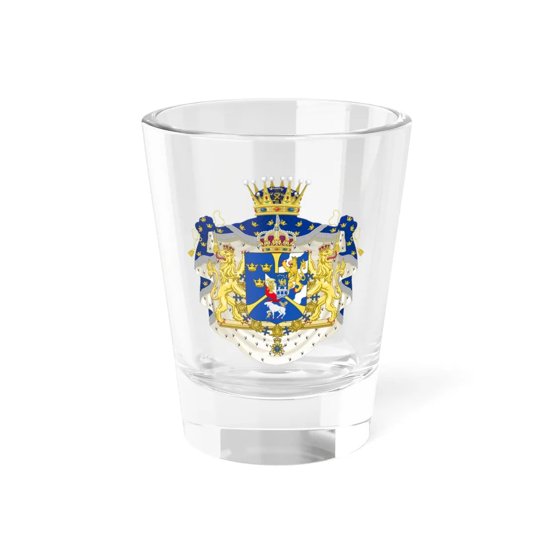 Coat of arms Kronprins Carl Gustav av Sverige (Sweden) (Coat of Arms) Shot Glass 1.5oz 1.5oz - Go Mug Yourself