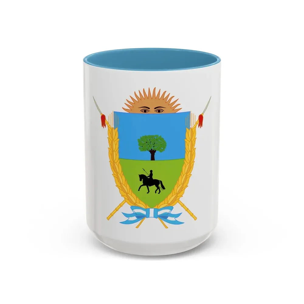 Coat of Arms La Pampa Argentina - Accent Coffee Mug 15oz Light Blue - Go Mug Yourself