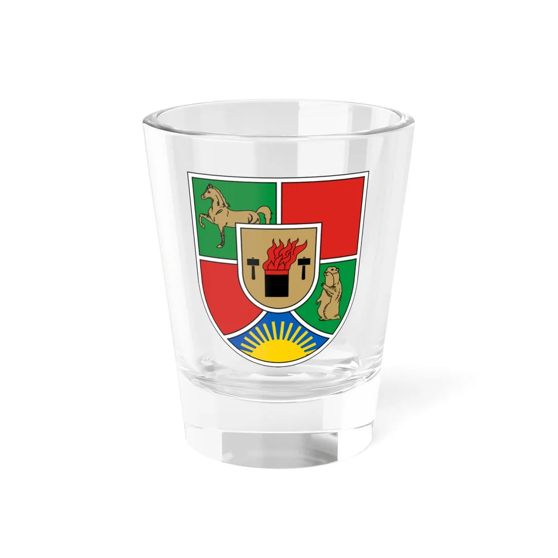 Coat of Arms Luhansk Oblast m (Ukraine) (Coat of Arms) Shot Glass 1.5oz 1.5oz - Go Mug Yourself