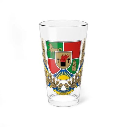 Coat of Arms Luhansk Oblast (Ukraine) (Coat of Arms) Pint Glass 16oz 16oz - Go Mug Yourself
