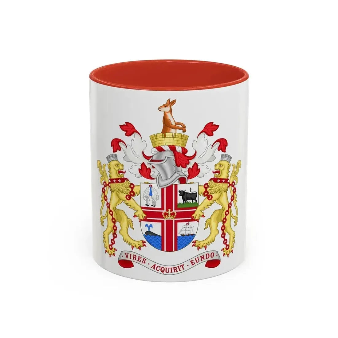 Coat of Arms Melbourne Australia - Accent Coffee Mug 11oz Red - Go Mug Yourself