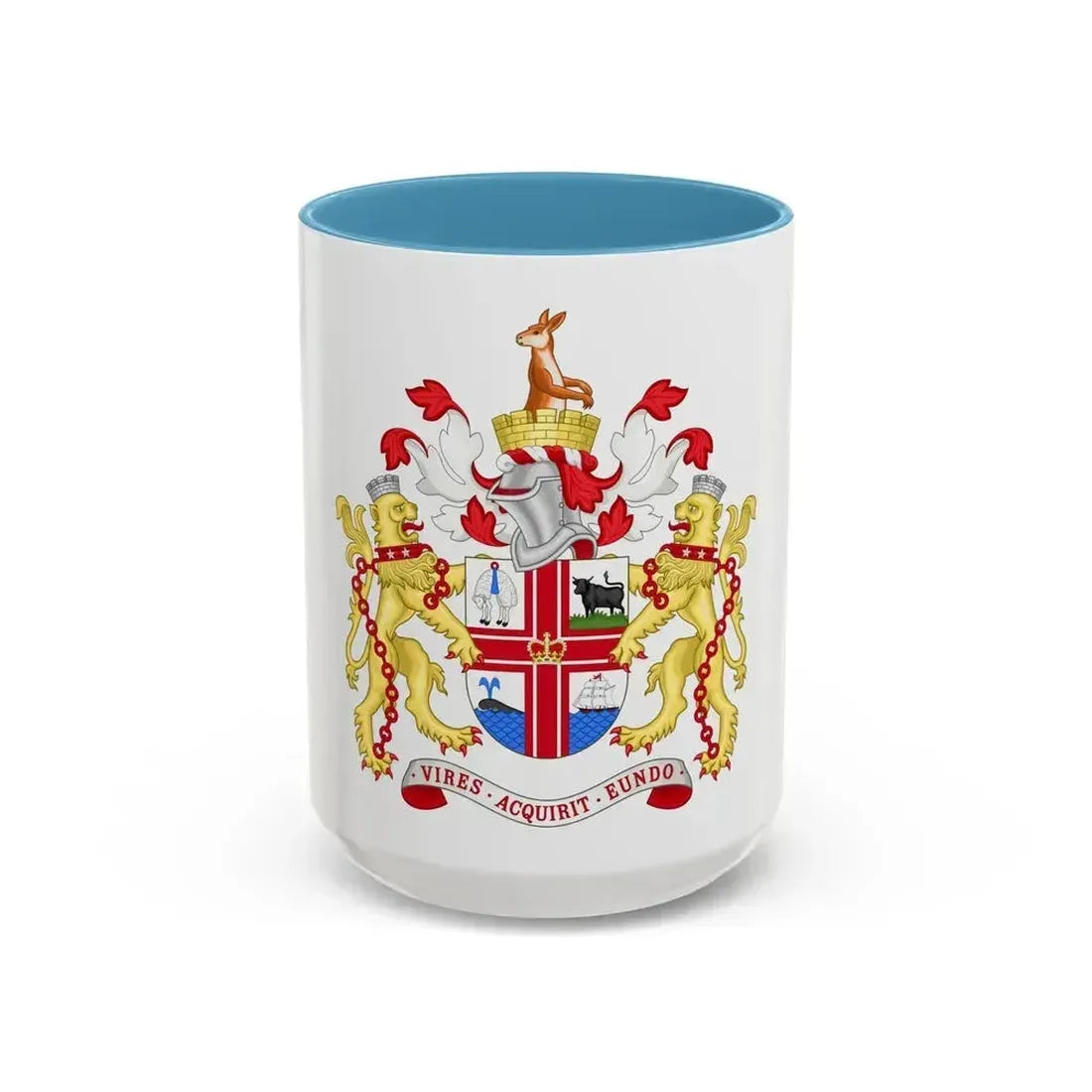 Coat of Arms Melbourne Australia - Accent Coffee Mug 15oz Light Blue - Go Mug Yourself