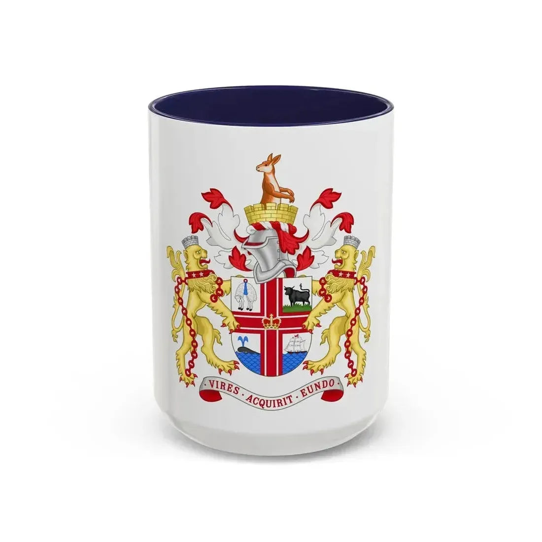 Coat of Arms Melbourne Australia - Accent Coffee Mug 15oz Navy - Go Mug Yourself