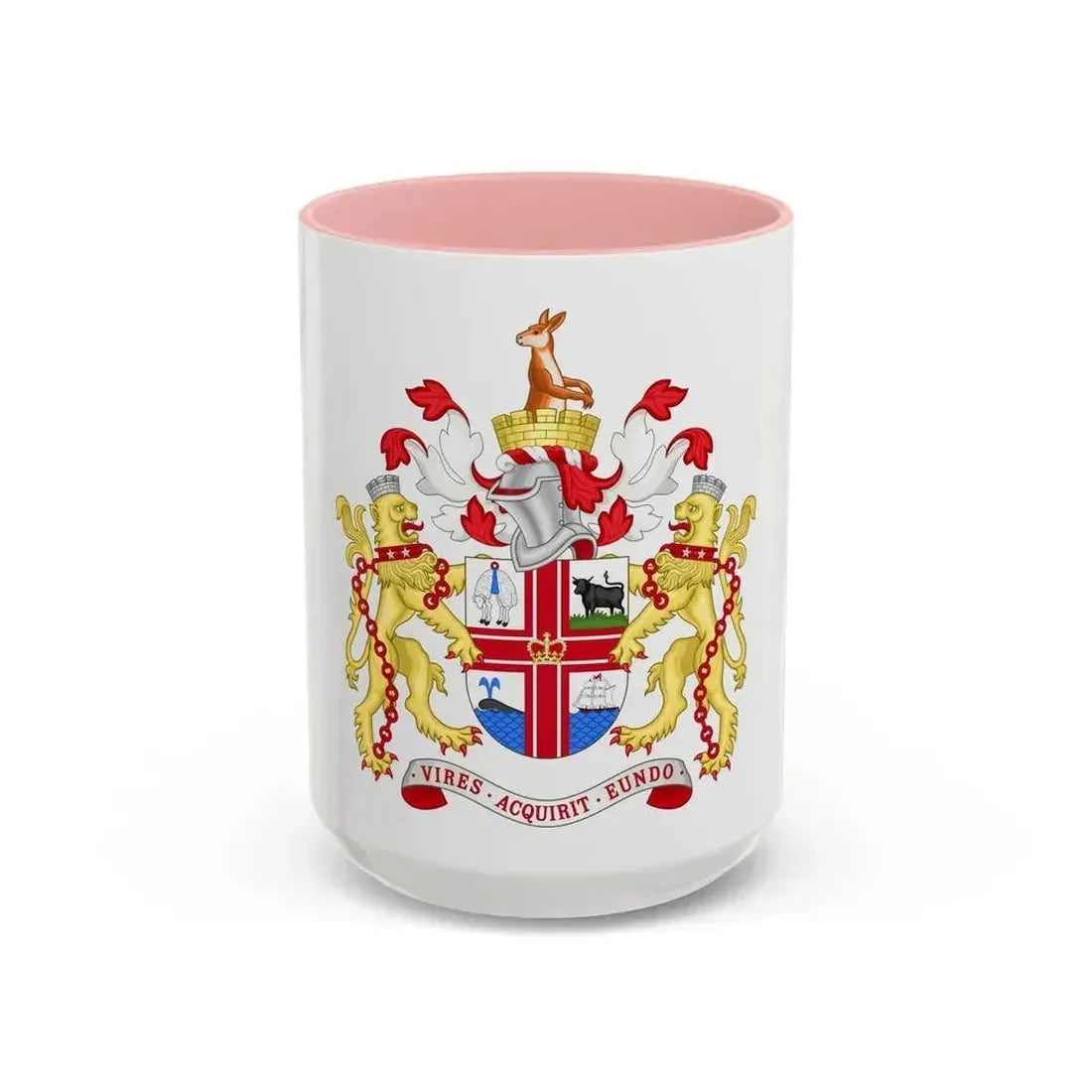 Coat of Arms Melbourne Australia - Accent Coffee Mug 15oz Pink - Go Mug Yourself