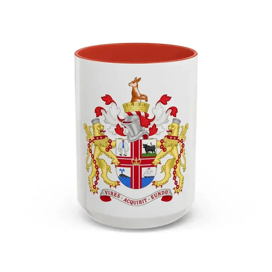 Coat of Arms Melbourne Australia - Accent Coffee Mug 15oz Red - Go Mug Yourself