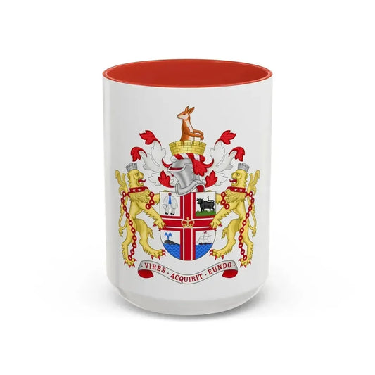 Coat of Arms Melbourne Australia - Accent Coffee Mug 15oz Red - Go Mug Yourself
